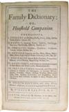 COOKERY  SALMON, WILLIAM. The Family Dictionary; or, Household Companion.  1710